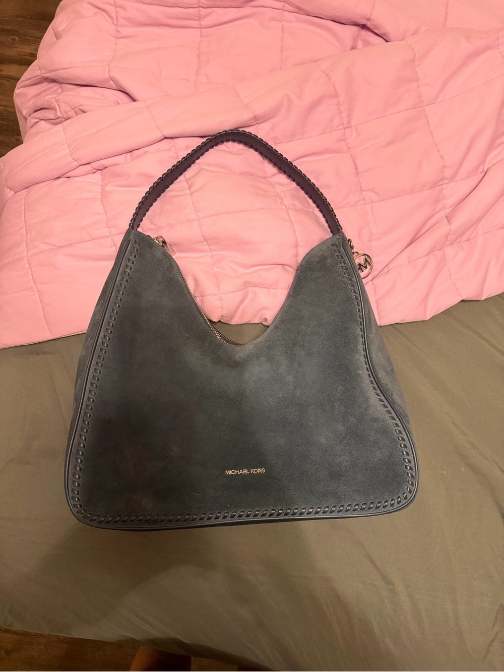 MICHAEL KORS Suede Hobo Bag in Slate blue